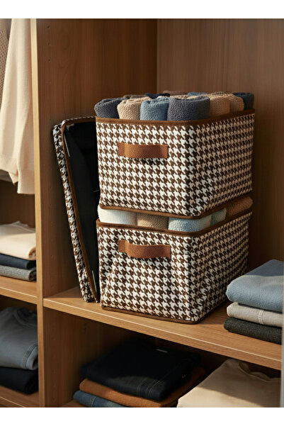 SER&YAT قطعتان من منظم الملابس المصنوع من الفولاذ بنمط عظم الغزال باللون البن...