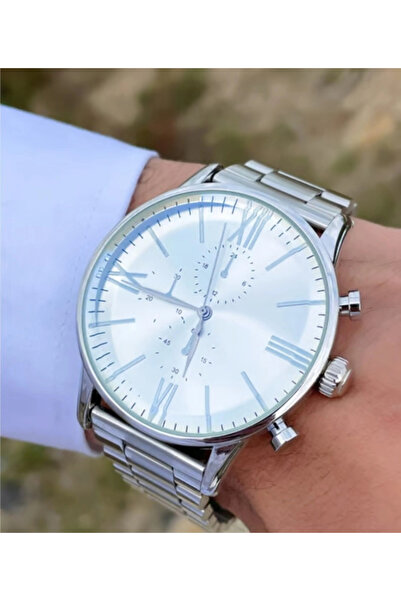 naaksesuar Silver Color Steel Cord Men's Watch