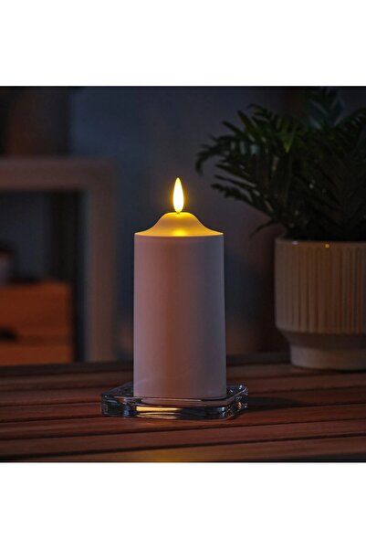 IKEA QUİCK Led'li Blok Mum Yükseklik 14 Cm Dekoratif Led Aydınlatma Silindir ...