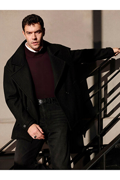 LC Waikiki Özmarka New Season Double-Breasted Collar Men's Cashmere Coat