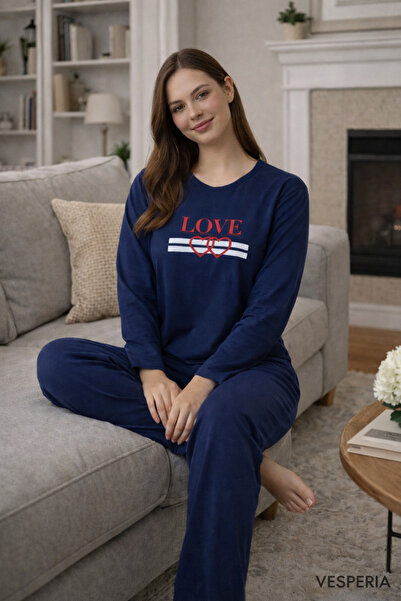 Vesperia Kadın Lacivert Uzun Kollu Pijama Takımı