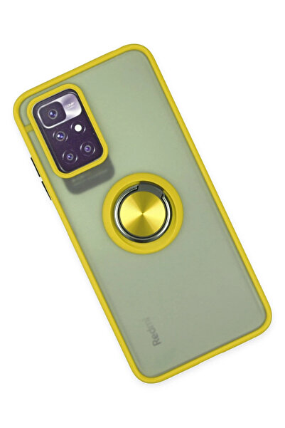 Epilons غطاء حماية سيليكون لهاتف ريدمي 10 2022 مع حلقة مونتريال - أصفر