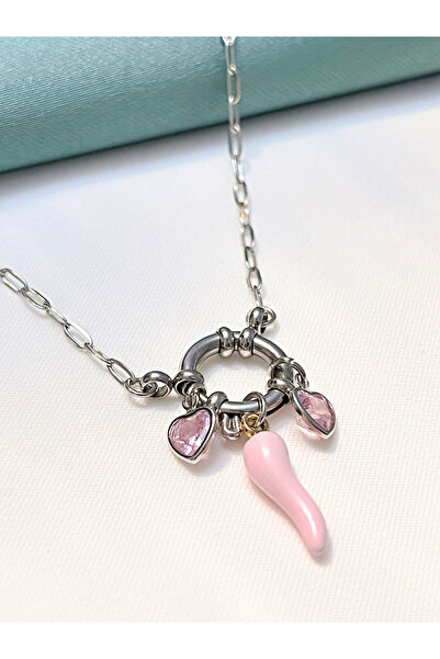 Berilya Aksesuar قلادة من الفولاذ بتصميم الحب والحظ مع شكل الفلفل الحار وتفاص...