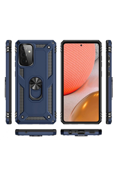 Epilons غطاء سيليكون لهاتف جالاكسي A72 مع حلقة صوفيا - أزرق داكن