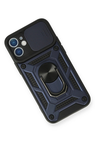 Epilons حافظة آيفون 12 بارس مع حلقة عدسة سيليكون - أزرق داكن