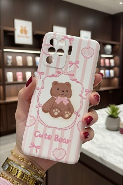 OVADA OPPO RENO 5 LİTE /A94 Uyumlu Ayıcık Ve Kurdele Desenli Silikon Kılıfı