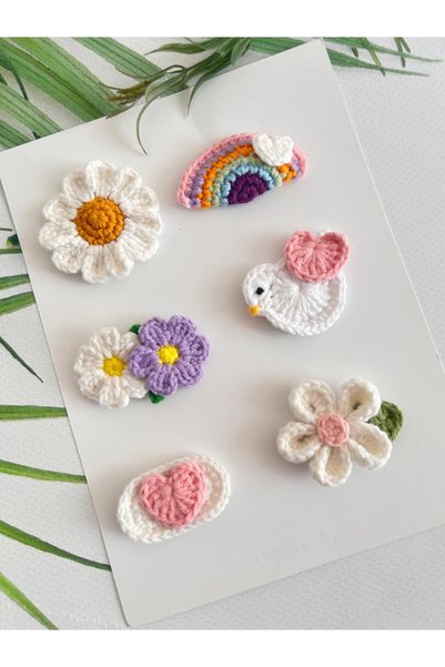 Hand Mother's Since 2024 Saçsız Bebek Tokası 6'lı Klips Handmade %100 Cotton Antialerjik Niş Baby Aksesuar (0-3Yaş)