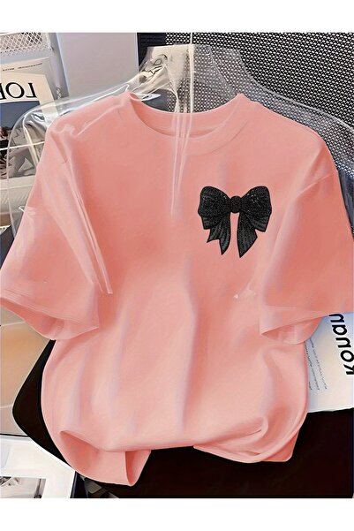 yombaa Tricou elegant cu imprimeu panglică neagră