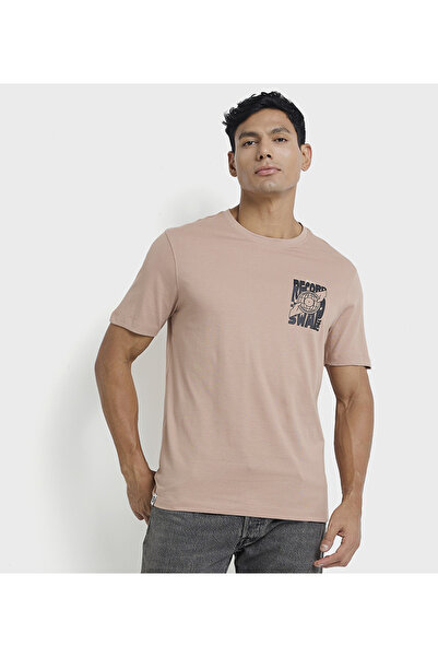 Ben Sherman Brown Graphic Crew Neck Men Casual T-Shirts