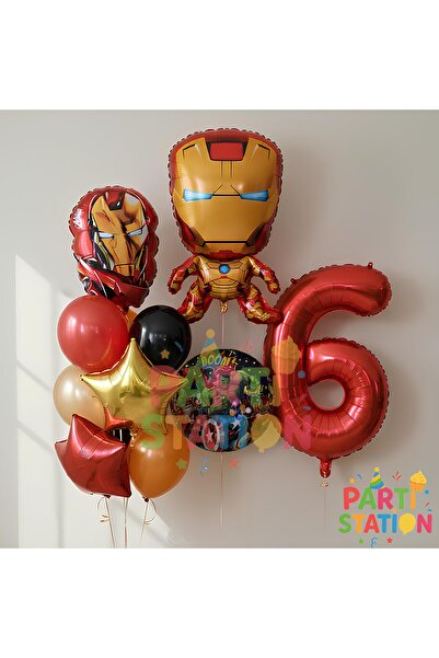 Parti Station Avengers Iron Man 6 Yaş Doğum Günü Balon Seti | 10 Parça Demir ...