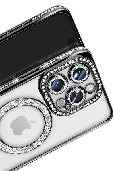 Najmaddin حافظة نيو فيس لآيفون 16 برو ماكس، حافظة مغناطيسية لامعة - أسود