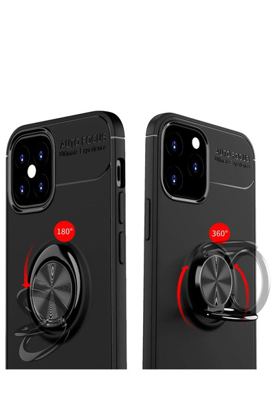 Najmaddin حافظة نيو فيس آيفون 12 ميني من السيليكون مع حلقة - أسود