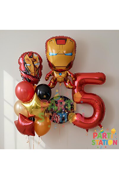 Parti Station Avengers Iron Man 5 Yaş Doğum Günü Balon Seti | 10 Parça Demir ...