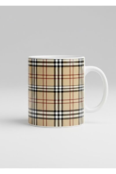 sartre art كوب منقوش - هدية مميزة على طراز بوربري كلاسيكي من التارتان