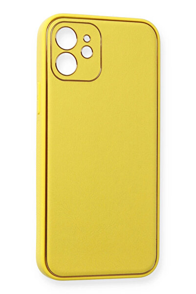 Epilons جراب آيفون 12 غطاء سيليكون جلد كوكو - أصفر