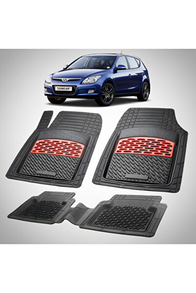TEAMCAR Car Mats Hyundai i30 I (2007-2012) - Rubber Type Tray - Red