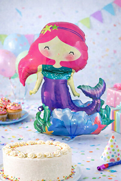 Partifabrik Mermaid Themed 3D Standing Foil Balloon 65-56 cm