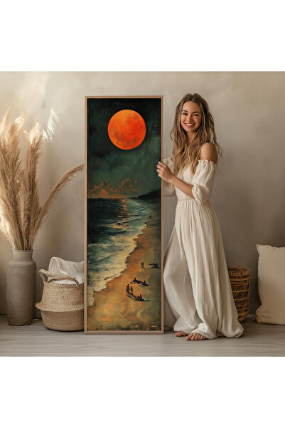 Tuba Decor Tek Parça Gerçek Ahşap dikey Panorama Çerçeveli Tablo