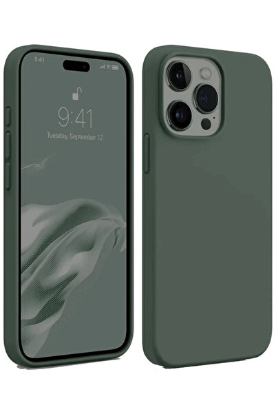 Najmaddin حافظة نيو فيس آيفون 15 برو ماكس من السيليكون - أخضر غامق