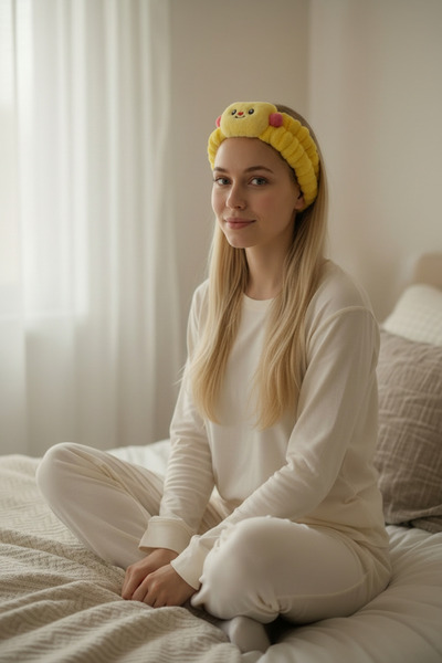 KANİNCHEN رباط شعر نسائي فائق النعومة لغسل الوجه، رباط شعر مرن للمكياج