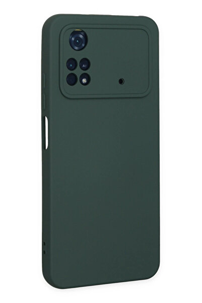 Epilons حافظة Poco M4 4G من السيليكون المخملي الداخلي - أخضر داكن