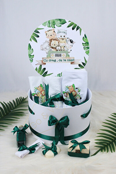 GoVo Kids Trusou botez Baietel, 8 piese, Safari Verde Smarald – Set complet b...