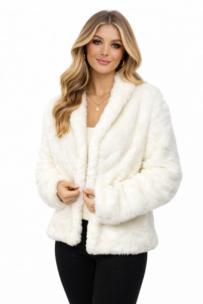 KAREL BUTİK White Plush Women's Fur Coat