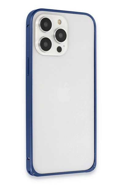 Epilons غطاء معدني غير لامع لهاتف آيفون 15 - أزرق بحري