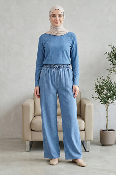 Kirazgym Women's Wide Leg Jeans – Elastic Waist, Hijab Friendly, Casual Wide ...