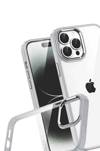 Epilons آيفون 15 سيليكون مع عدسة - فضي