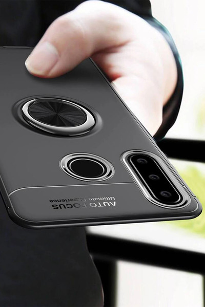 Najmaddin نيو فيس حافظة هواوي Y6p مع حلقة سيليكون - أسود-أحمر