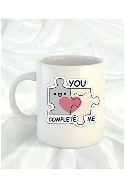 sartre art كوب You Complete Me - كوب هدية لطيف بتصميم الحب مع قطع ألغاز