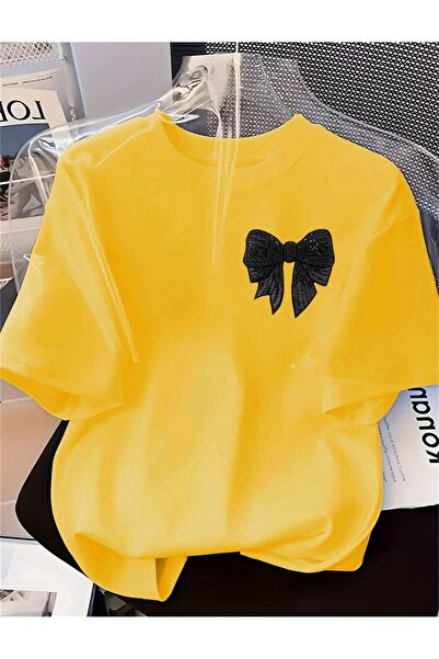 yombaa Tricou elegant cu imprimeu panglică neagră