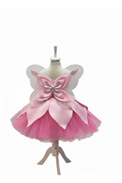 PRİNCESS Kız Çoçuk Pembe Saten Tinker Bell Kostümü,Kız Çoçuk Parti Kostüm,Kan...