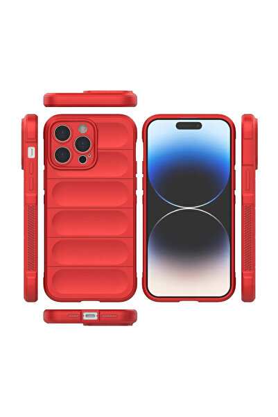 Najmaddin حافظة نيو فيس آيفون 14 برو ماكس من السيليكون المثالي - أحمر