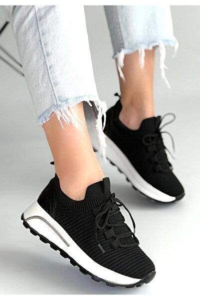 Alfanora Feort Black Knitwear Lace-Up Sports Shoes