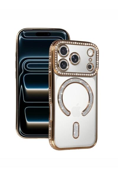 Massemr iPhone 17 Pro Max Rhinestone Glitter Magsafe Compatible Silicone Case...