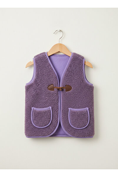 Ruki Çocuk Unisex Çocuk Peluş Sherpa Yelek - Kahverengi Ayıcık Tokalı