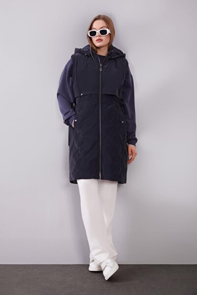 Levidor Navy Blue Snap Fastener Windbreaker Detailed Inflatable Vest