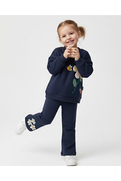 Ege Bebek Set elegant pentru fete, cu broderie florală mobilă, pantaloni evaz...