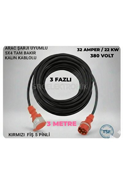 Mutlusan ARAÇ ŞARJI UYUMLU TRİFAZE 380 VOLT (1-10 METRE) 5x4 HES YÜZDE YÜZ TA...