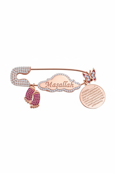Parmas Design Bebek Yaka İğnesi Maşallah ve Nazar Ayeti Yazılı 925 Ayar Gümüş...