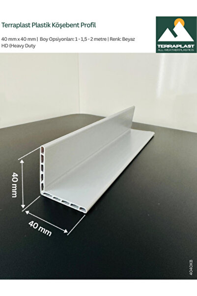 Terraplast Plastik Köşebent Profil ● 40x40 mm ● Boy: 1 metre ● L Profil ● Çif...