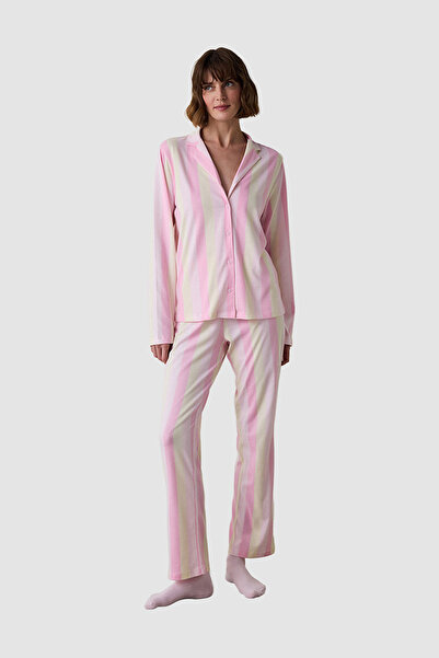 Penti Striped Shirt Collar Cotton Pajama Set