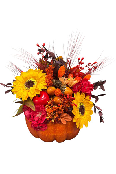 Eventissimi Aranjament floral de toamna si Halloween in dovleac decorativ han...