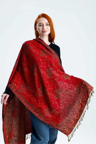 CHALE Royale Passage Series Shoulder Shawl / Woven Cashmere Shawl Double-Side...