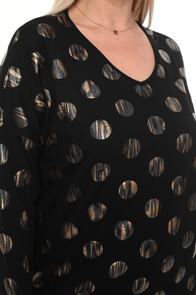 QRUVAZE Plus Size V-Neck Polka Dot Print