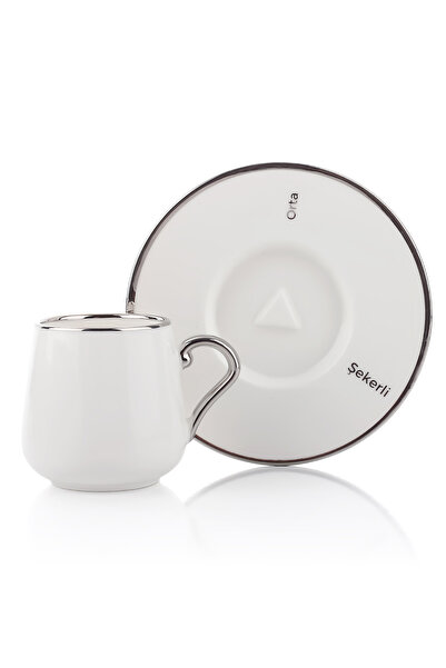 welcomein 6 Kişilik 12 Parça Türk Kahvesi Fincan Takımı – Çizilmez Gümüş Deta...