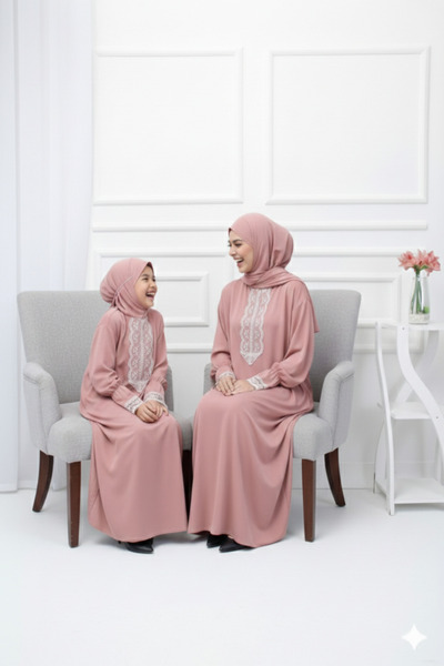 Defkay Anne kız takım şallı namaz elbisesi takımı