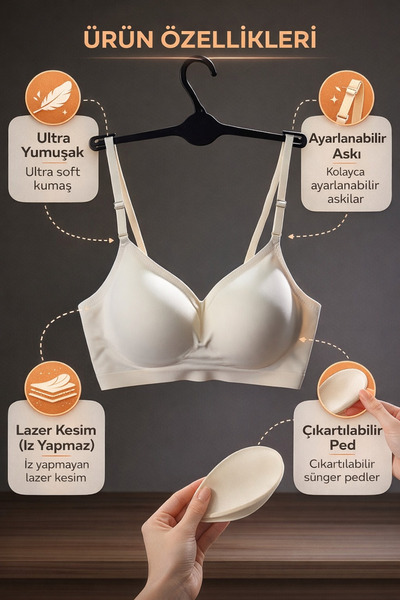 Meyzz Günlük Seamless Ultra Soft Lazer Kesim İz Yapmaz Balensiz Çıkartılabili...